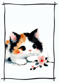 日本櫻花與三花貓