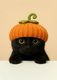 Peeking Black Cat | Pumpkin Hat#8