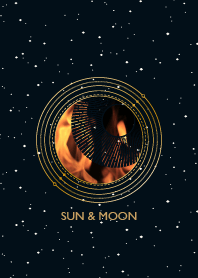 黑色背景中的太陽和月亮 01