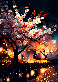 Beautiful night cherry blossoms#1563