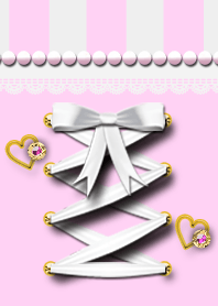 Raceup Ribbon -White+Pink-