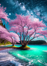 身につけるだけで運気上昇37(夜桜と海)
