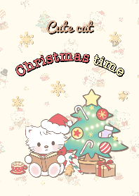 Cute cat with Christmas time! (Red)