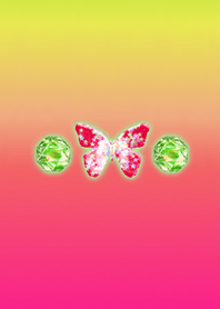 幸運の宝石蝶レッドグリーン