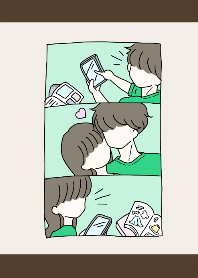 男の子と女の子◎カップル/緑色/グリーン2