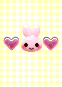かわいいぷっくりうさぎシール-yellow-