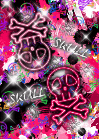 SKULL -Splash sparkle pink-
