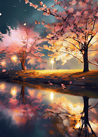 Beautiful night cherry blossoms#1430