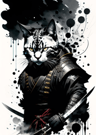 Ink wash cat samurai 9374c3