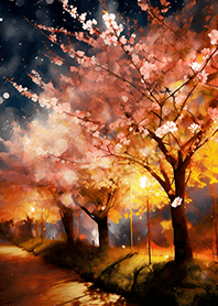 Beautiful night cherry blossoms#632