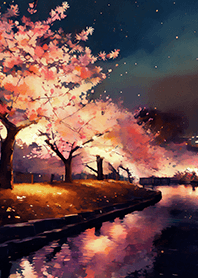 Beautiful night cherry blossoms#1993