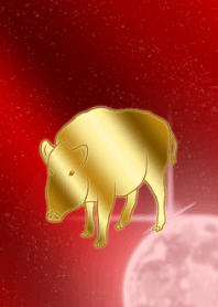 Zodiac of gold and red-Boar- JPN