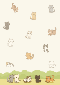 cats play in the garden