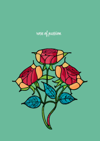 rose of passion on blue green