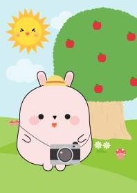 Fat Pink Rabbit in Forest Theme