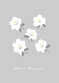 White Flowers Pattern No.4 Gray