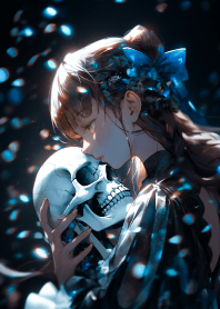 抱著骷髏的少女
