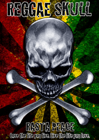 Rasta peace reggae skull 3
