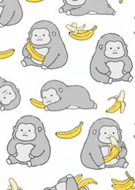 Cute Gorilla & Banana Pattern