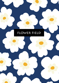 flower field-navy&white