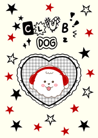 Club dog cute Red beige pastel