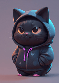 เสื้อฮู้ดแมวสีดำ