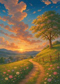 Sunset Blooming Countryside