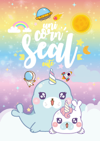 Seal Unicorn Galaxy Cute Rainbow Line Theme Line Store
