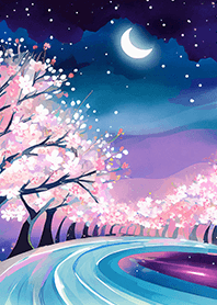 Beautiful night cherry blossoms#1501