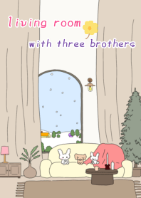living room with three brothers