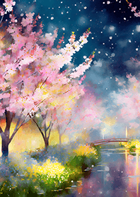Beautiful night cherry blossoms#888