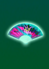 日本の扇子グリーンピンク