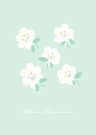 White Flowers Pattern No.8 misty jade
