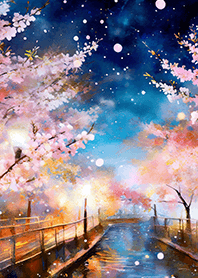 Beautiful night cherry blossoms#2354