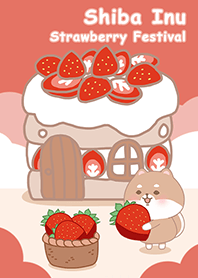 可愛寶貝柴犬-草莓嘉年華會-紅色