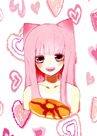 pancakes and kitten like girl