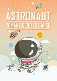 外太空 可愛寶貝宇航員 浪漫漸層 日落