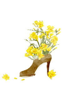 Yellow flowers in shoe