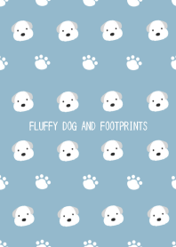 FLUFFY DOG AND FOOTPRINTSj-BLUE GRAY