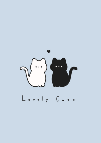 Lovely Cats (line)-blue white.