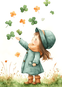 เด็กหญิงผู้น่ารักกับใบโคลเวอร์นำโชค