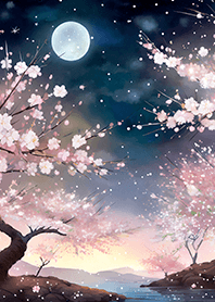 Beautiful night cherry blossoms#2100