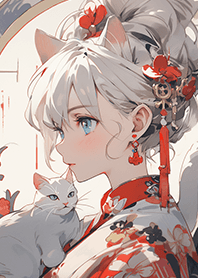 新年漂亮女孩與貓❤