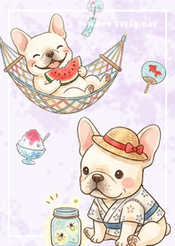 เฟรนช์บูลด็อกขาวดำ / ฤดูร้อน / สีม่วง