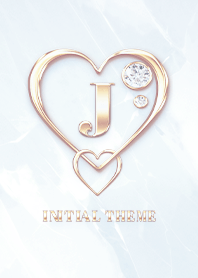 【 J 】 Heart Charm & Initial - Blue G