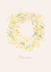 Mimosa watercolor wreath_01Beige