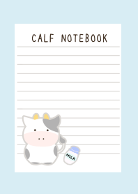 CALF NOTEBOOKj-LIGHT BLUE-YELLOW