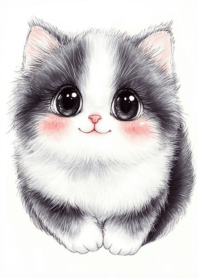 Cute fat cat round body_23