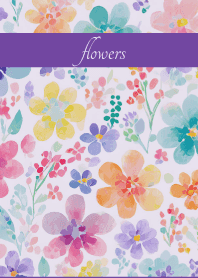 Pastel flowers2 on purple