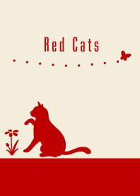Tema siluet Merah kucing sederhana
